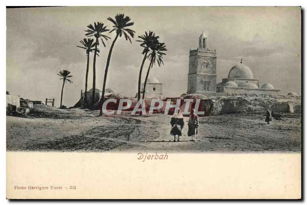Djerbah — Vista da mesquita e dos palmeiros — Foto Garrigues Tunis - 212 - Frente