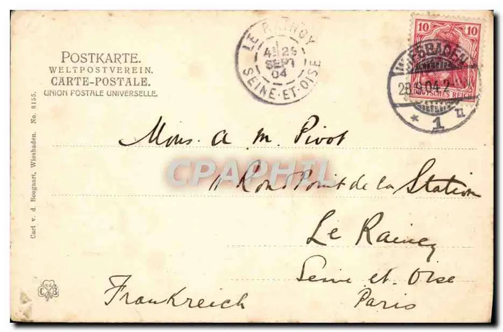 Wiesbaden — Nerotalanlagen mit Nerobergbahn — Verlag G. d. Boegwart, n° 8155 - Rückseite