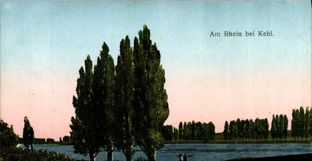 Am Rhein bei Kehl — vista do rio Reno — editor N. P. & Co. (número de série não visível) - Frente