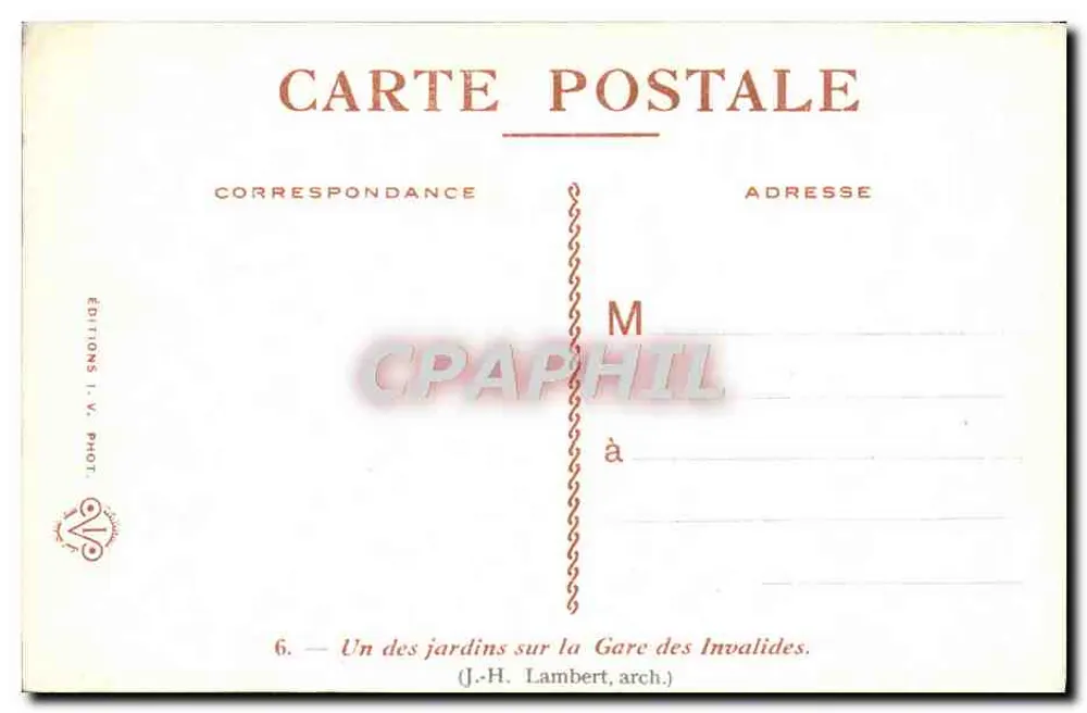 Gärten an der Gare des Invalides — Éditions I.-V. Phot. n°6 - Rückseite
