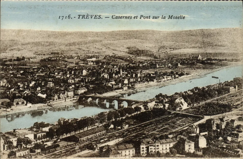 Trier — Kasernen und Brücke über die Mosel — 1716 - Vorderseite