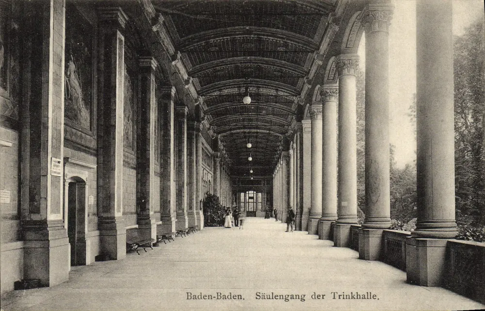 Baden-Baden — Säulengang der Trinkhalle — Verlag von Edm. von König, Heidelberg, Nr. 2800 - Vorderseite