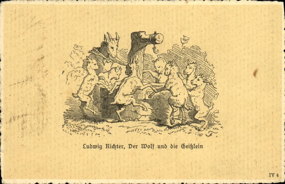 Der Wolf und die Ziegen — Illustration von Ludwig Richter — Serie IV 4 - Vorderseite