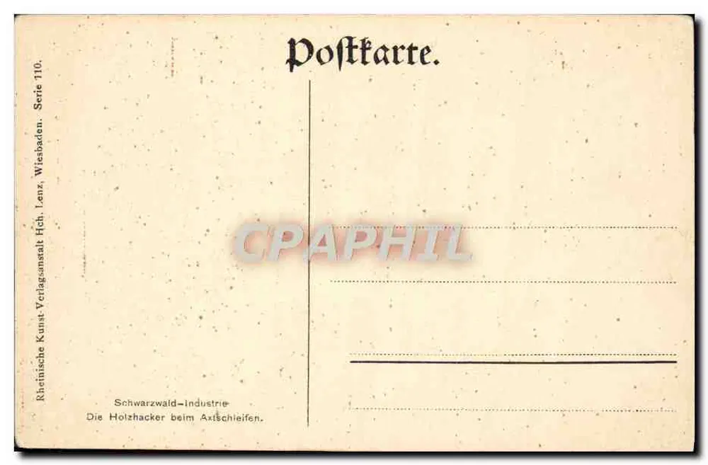 Ferradores do Schwarzwald — Indústria florestal — Rheinische Kunst-Verlagsanstalt, Lenz, Wiesbaden, série 110 - Verso