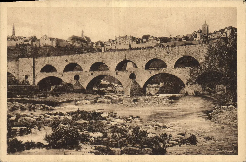 Rothenburg o.T. — Doppelsebrücke mit Stadtpartie — Kunstverlagsanstalt Inhaber: Heinrich Lanz, Nr. 17 - Vorderseite