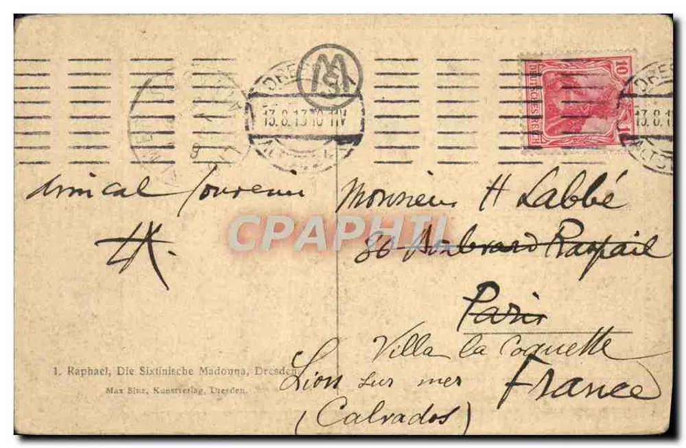 Madonna Sixtinica — editor Max Sintz, Dresden — n°1 - Verso