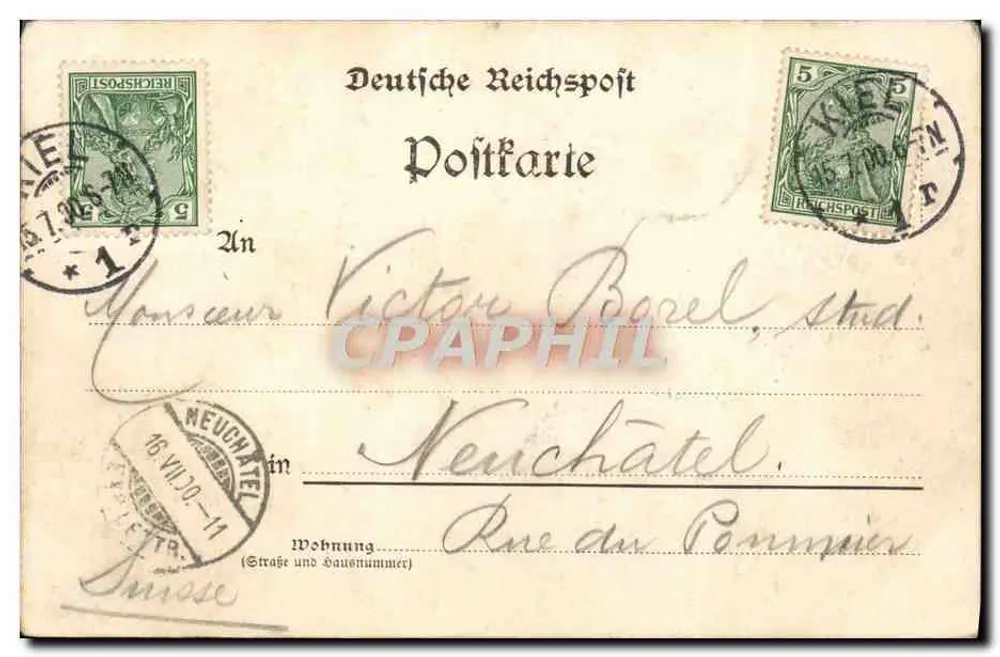 Navio de Guerra em Kiel — Patriotiche Assec. — M. Glückstadt & Münden, Hamburgo, N° 532 - Verso