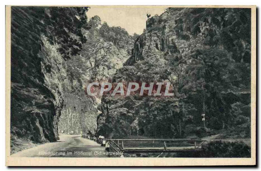 Hirschsprung im Höllental (Schwarzwald) — vista del canyon con ponte — Kunstverlag Erwin Burda, Freiburg i. Br. - Recto