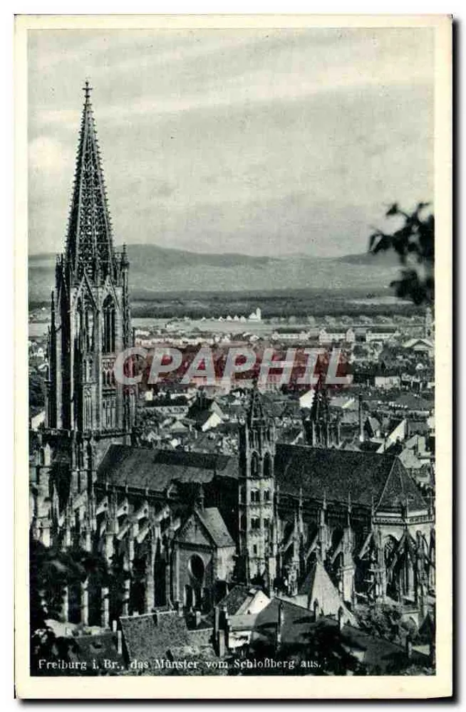 Freiburg i. Br., das Münster vom Schloßberg aus — Kunsverlag Freiburg i. Br. - Vorderseite