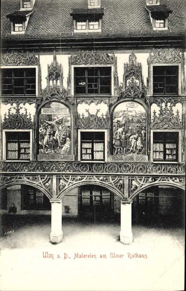 Ulm a. D., Malereien am Ulmer Rathaus — editor Kritze Heiny, n° 170835 - Anverso