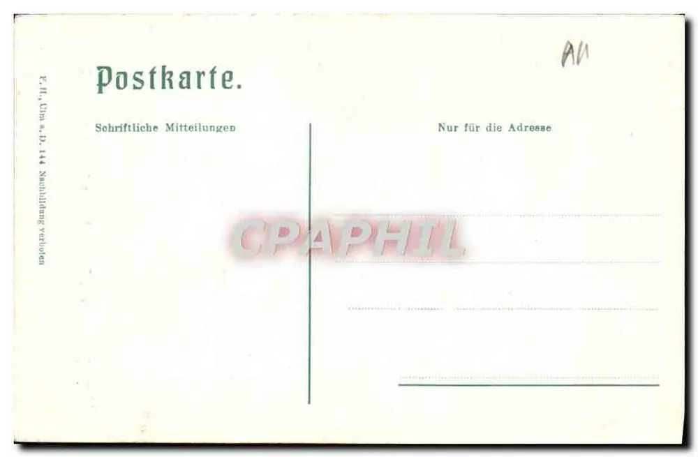 Ulm a.D., Teil des Rathauses mit astronomischer Uhr — Verlag Y.H. Ulm a.D., Nr. 144 - Rückseite