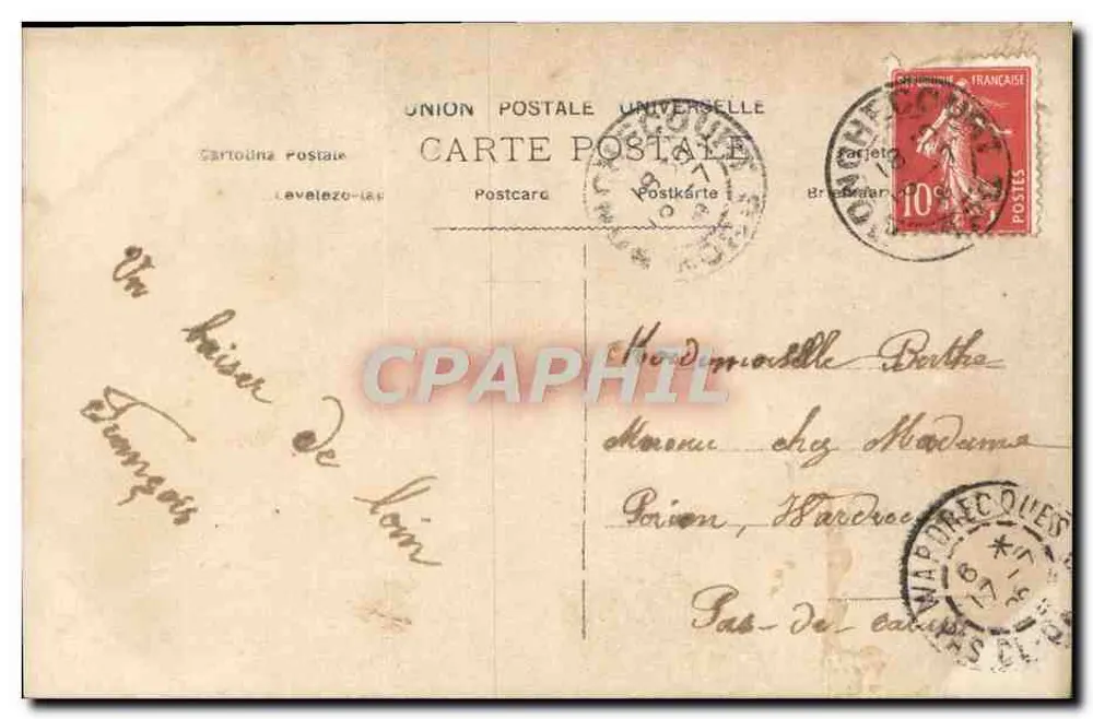 Junge Frau mit Blumenstrauß — farbig gefärbte Ansichtskarte — Verlag K.L., n° 6007 - Rückseite