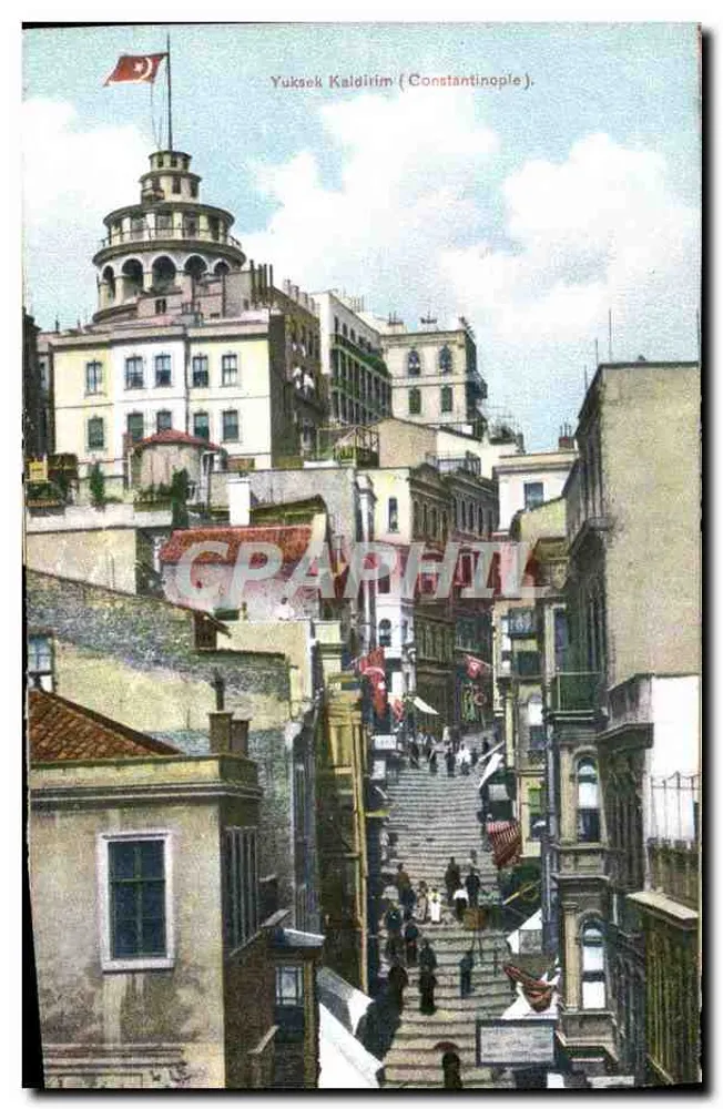 Yüksek Kaldırım (Konstantinopel) — Ansicht der Galata-Turm — unbekannter Verleger - Vorderseite