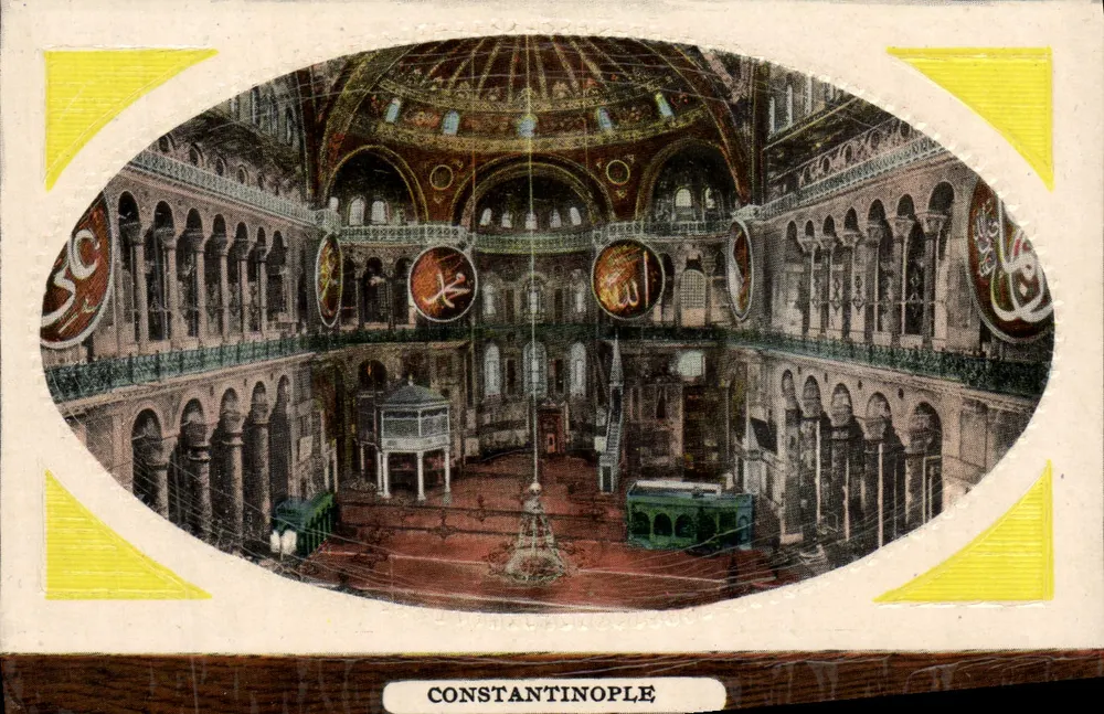 Innenansicht der Moschee Hagia Sophia — Konstantinopel — Verleger J.M.F. - Vorderseite