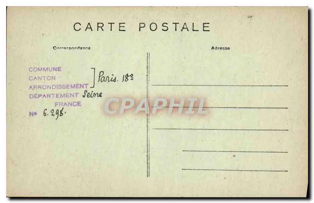 Paris - Vieux-Montmartre - Impasse Trainée — J. H. — n° 096 - Verso