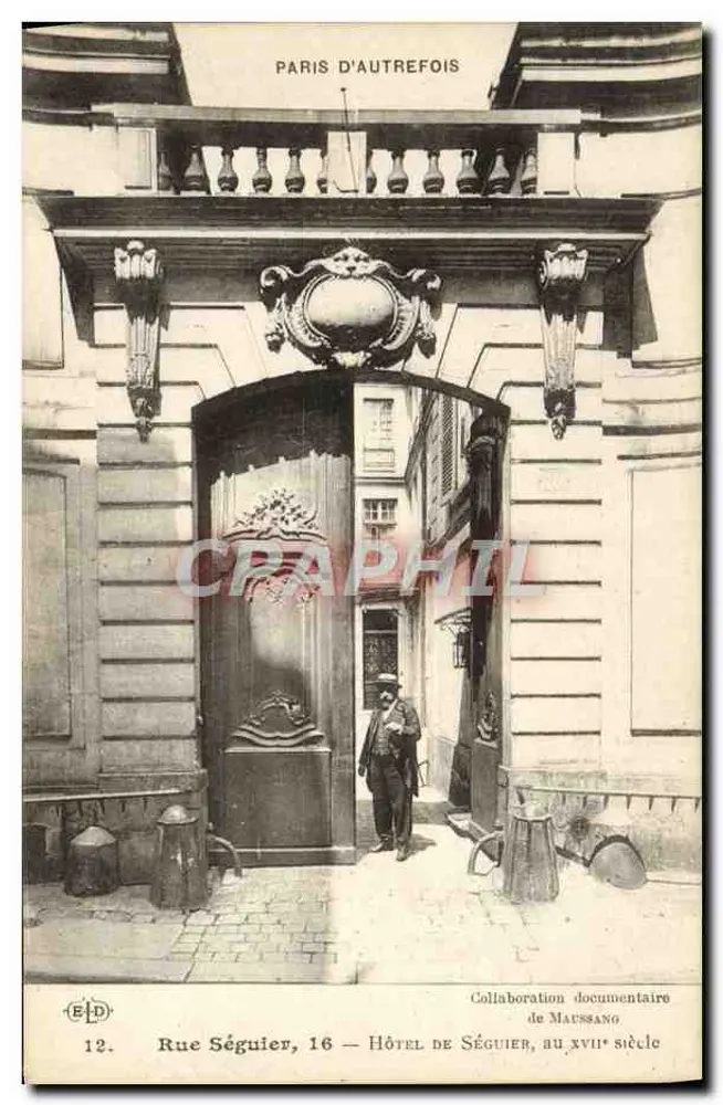 Rue Séguier, 16 — Hôtel de Séguier, im 17. Jahrhundert — Dokumentationskooperation von Maussang - Vorderseite