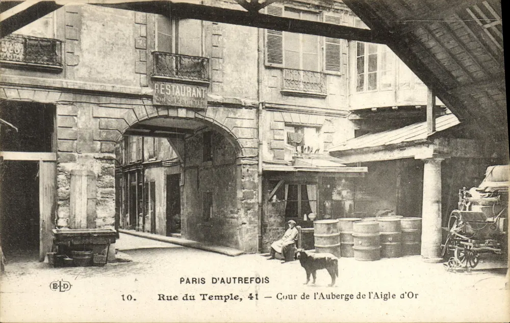 Paris d'autrefois — Rue du Temple, 41 — Cour de l'Auberge de l'Aigle d'Or — Verlag E.-D. n°10 - Vorderseite