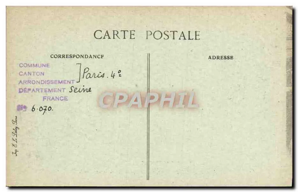 Paris d'autrefois — Rue du Temple, 41 — Cour de l'Auberge de l'Aigle d'Or — Verlag E.-D. n°10 - Rückseite