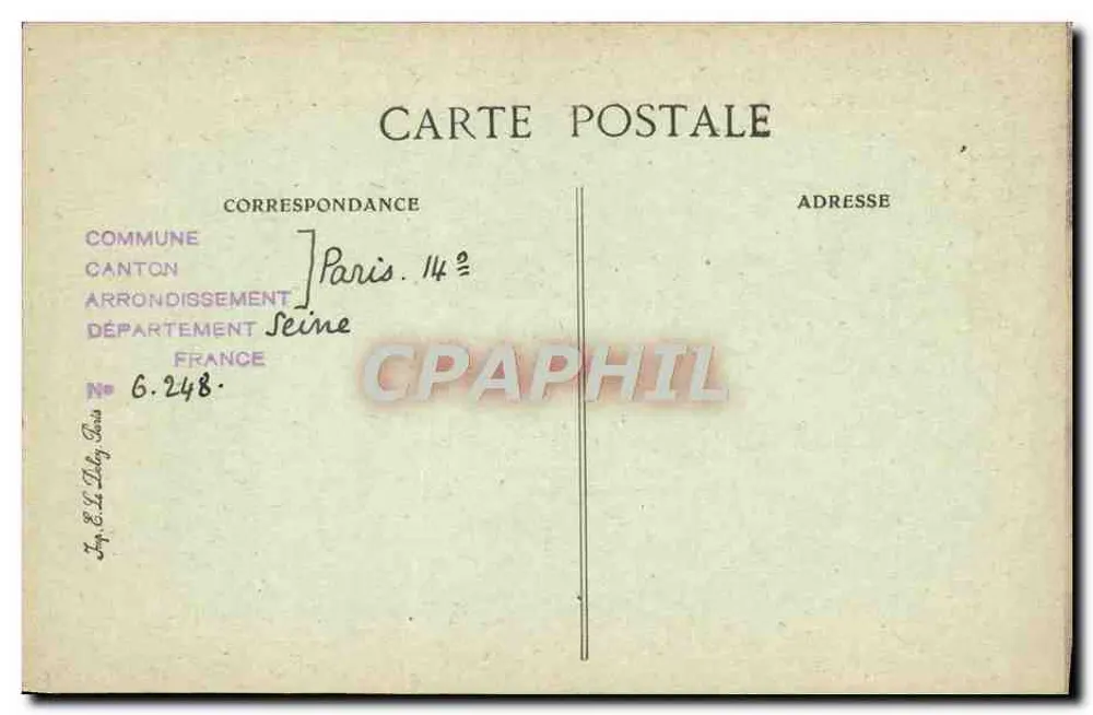 Paris von einst — Impasse Cœur-de-Vey — n° 6.248 - Rückseite