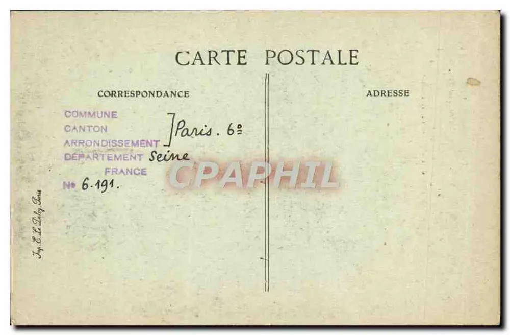 Paris von einst — Turm des Hotels der Abtei von Fécamp an der Ecke der Rue Hautefeuille — Verlag T. P. D. - Rückseite