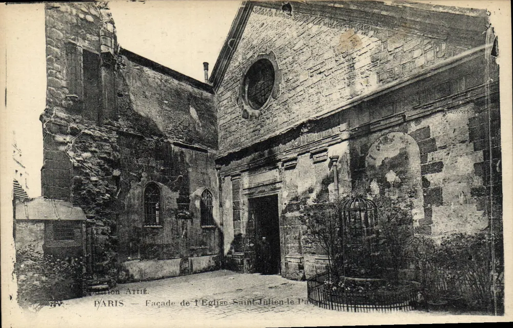 Paris — Fassade der Kirche Saint-Julien-le-Pauvre — Edition Attié - Vorderseite