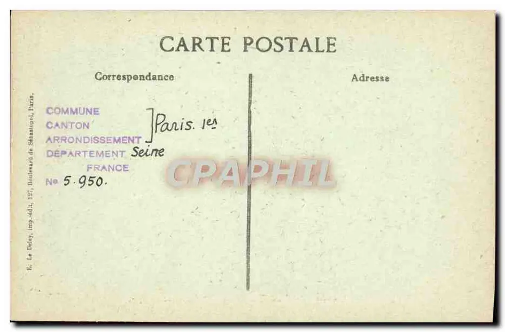 Paris von einst — Ehemaliges Hotel de Gargan, Rue Saint-Roch, 37 — Verlag F.P.D. Nr. 42 - Rückseite