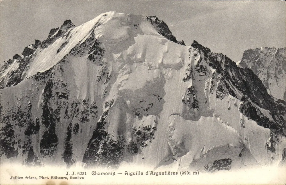 Chamonix — Aiguille d'Argentières (3901 m) — Jullien frères, Fot. Editores, Genebra, n° 6231 - Frente