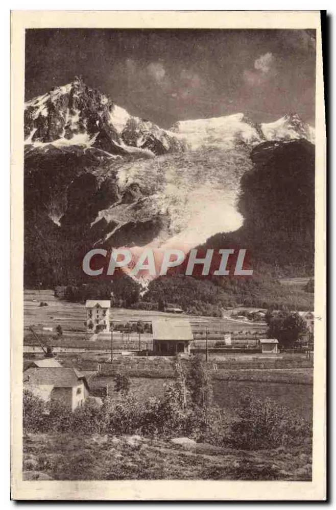 Chamonix — Pueblo y Glaciar de los Bossons — G. Tairraz, fot.-edit., Chamonix-Mont-Blanc - Anverso