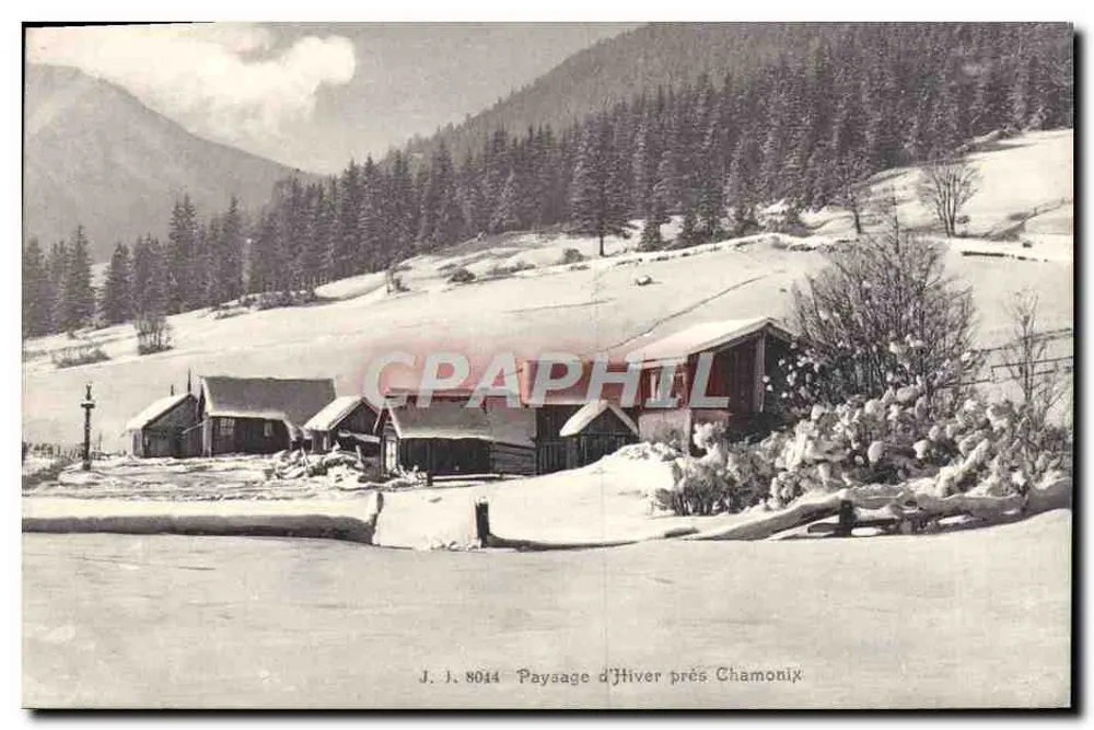 Paisagem de Inverno perto de Chamonix — J. J. 8044 — Juillien frères, Genebra - Frente