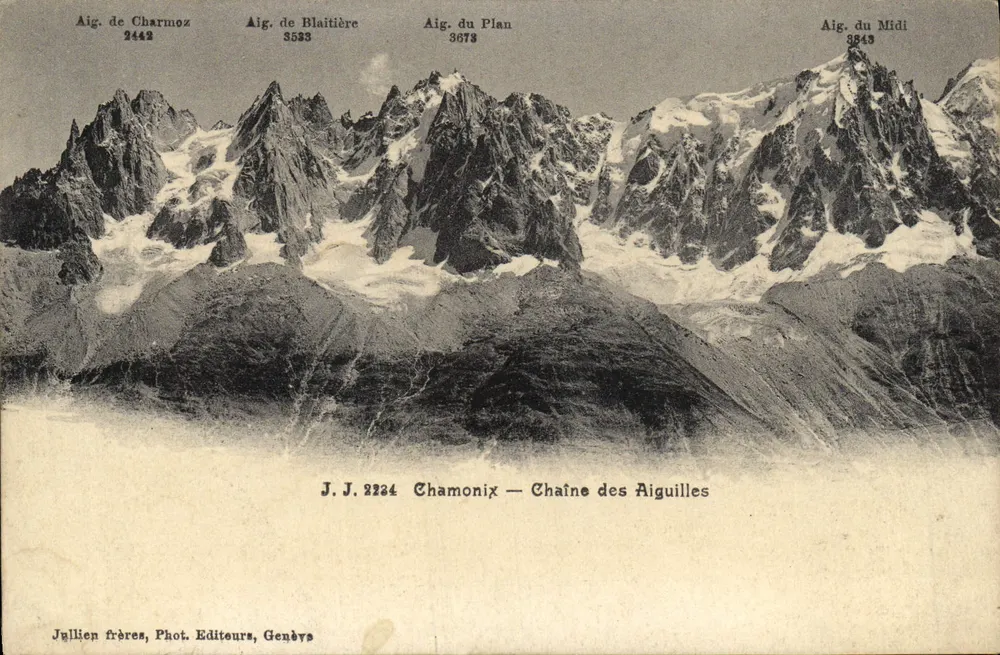 Chamonix — Cadeia das Aiguilles — Jullien frères, Fot. Editores, Genebra - Frente