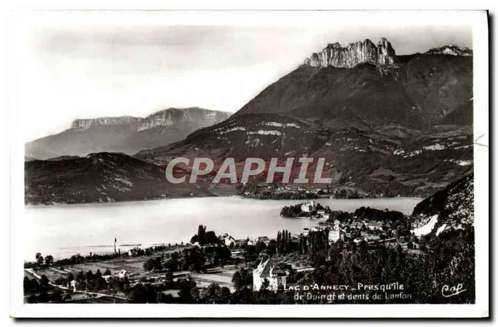 See Annecy — Presqu'île de Duingt und Dents de Lanton — « REAL-PHOTO » C. A. V. — Straßburg - Vorderseite