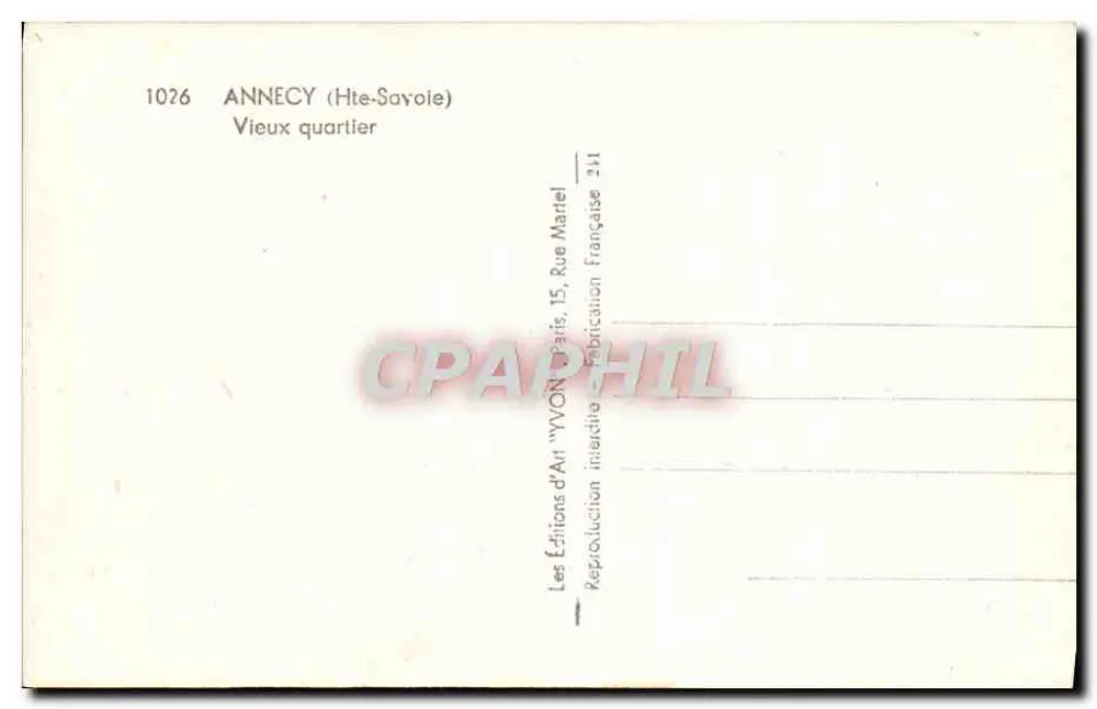 Annecy (Alta Saboia) — Velho bairro — Edições d'Art YVON, Paris - Verso