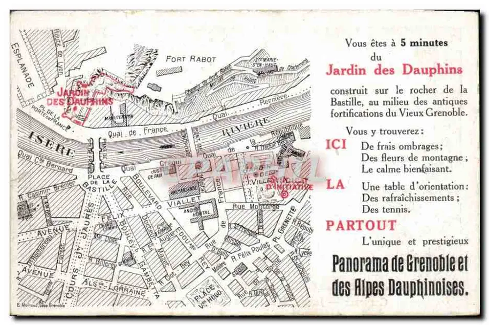 Grenoble — Jardin des Dauphins (Terrasse Dolle und die Alpen) — S.D.A.P. - Rückseite