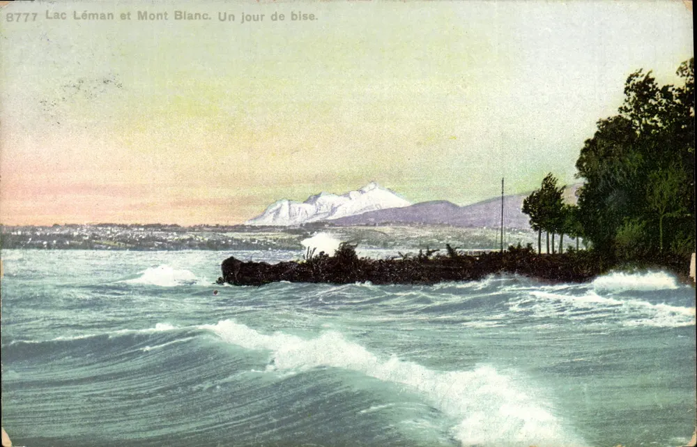 Lac Léman und Mont Blanc — Ein Tag mit Bise — unbekannter Verlag, Nr. 8777 - Vorderseite
