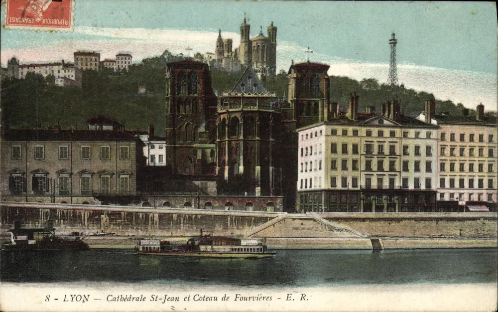LYON — Kathedrale St-Johann und Fourvières-Hügel — E. R. - Vorderseite