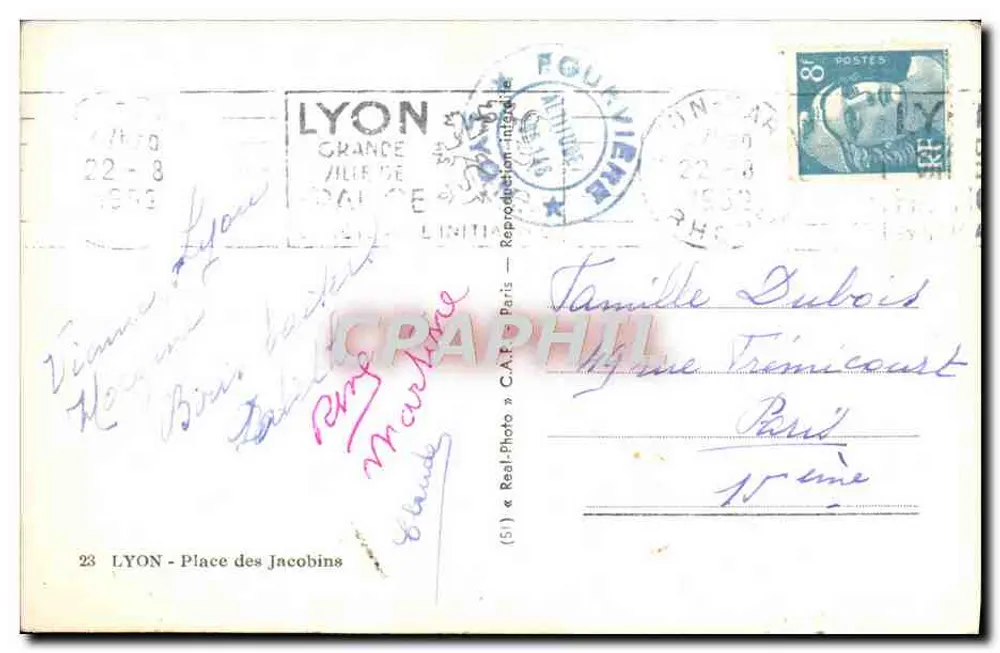 Place des Jacobins — Lyon — editor CAF, n° (51) - Verso