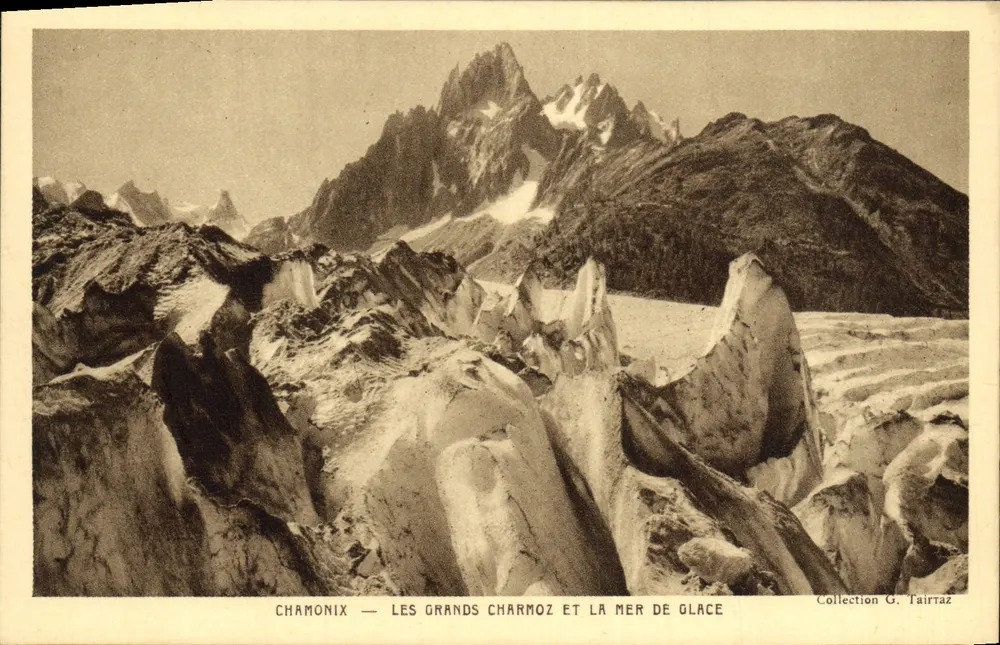 Chamonix — Os Grandes Charmoz e a Mar de Gelo — Coleção G. Tairraz - Frente