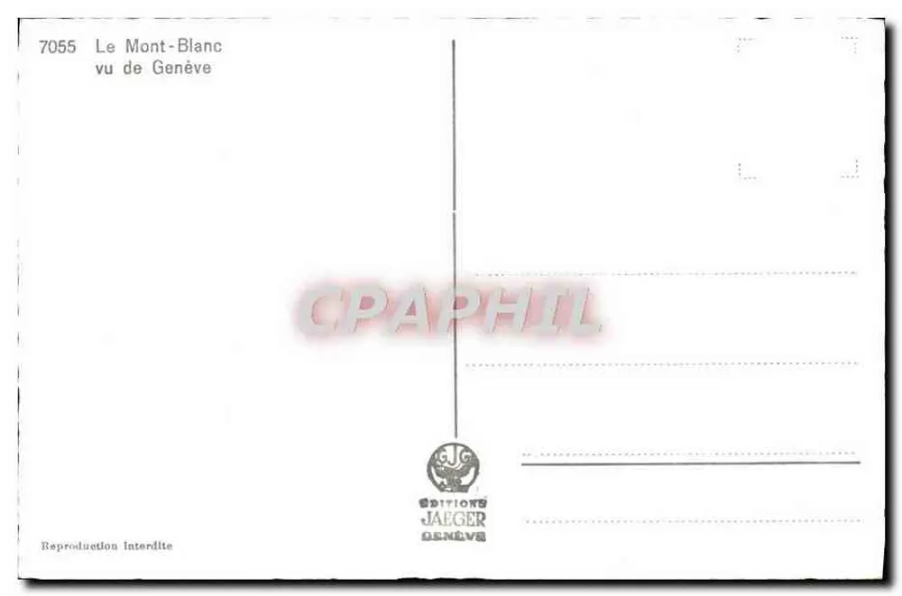 O Mont-Blanc visto de Genebra — Éditions Jaeger, n° 7055 - Verso