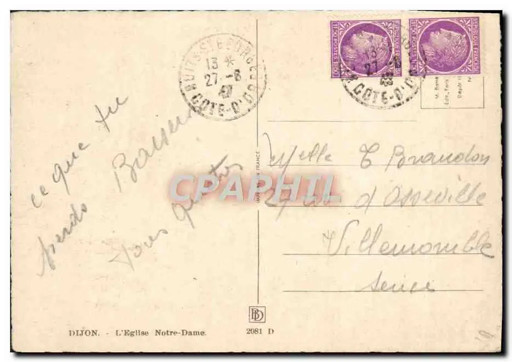 Dijon — L'Église Notre-Dame — éditeur BARDOY - Verso