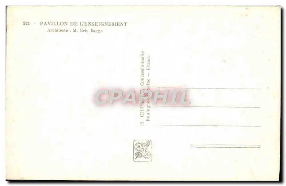 Pavillon der Bildung — Internationale Ausstellung Paris 1937 — Verleger H. Chipa - Rückseite