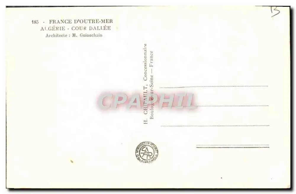 Cour d'Algerie — Internationale Ausstellung Paris 1937 — H. Chipault, Händler - Rückseite