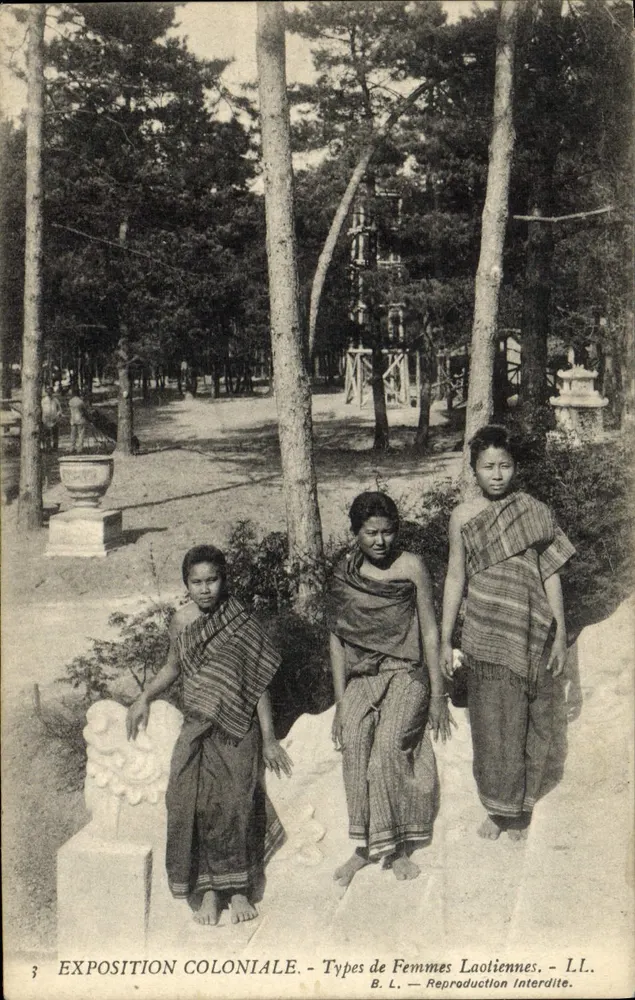 Kolonialausstellung - Typen laotischer Frauen — B.L. — Nachahmung verboten - Vorderseite