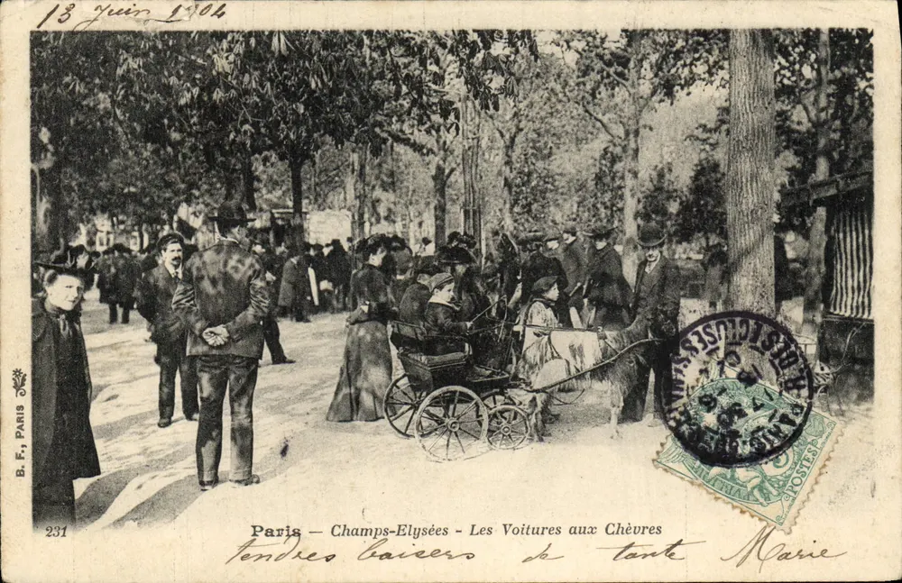 París — Champs-Élysées — Las Carretas de Cabras — B. F. PARIS n°231 - Anverso