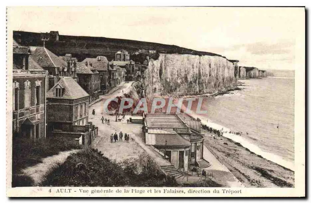 AULT - Allgemeiner Blick auf den Strand und die Klippen, Richtung Tréport - Vorderseite