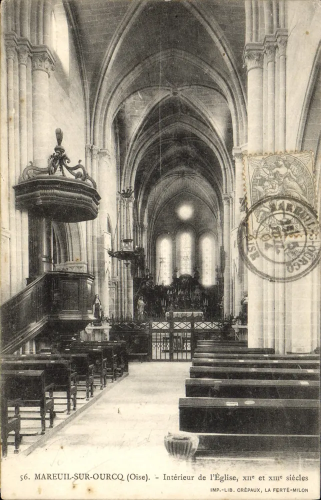Mareuil-sur-Ouercq (Oise) — Interno della Chiesa, XII e XIII secolo — IMP.-LIB. CRÉPAUX, LA FERTÉ-MILON - Recto