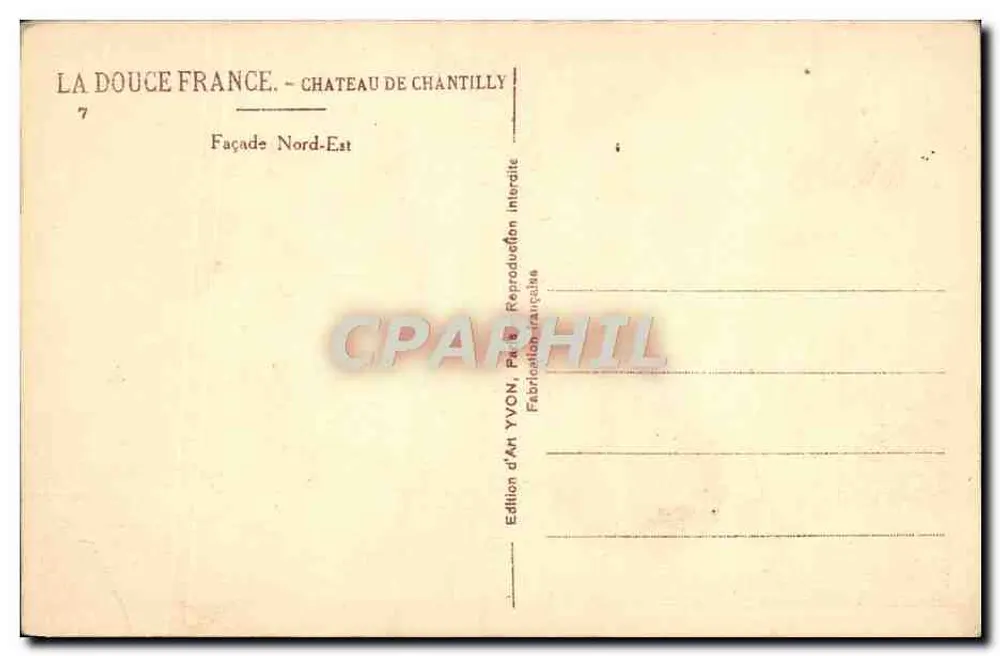 Castelo de Chantilly — Fachaça Nordeste — Edição de AH YVON - Verso