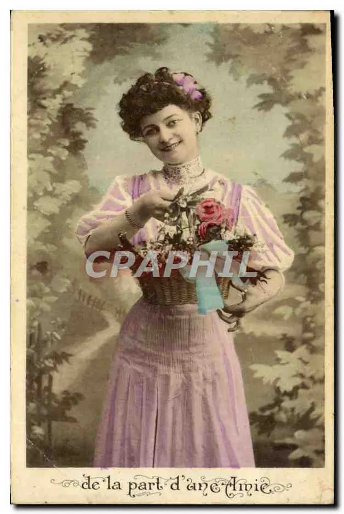 Frau in einem Lilakleid mit Blumenkorb — Von Anicé Avie — Serie 501 - Vorderseite