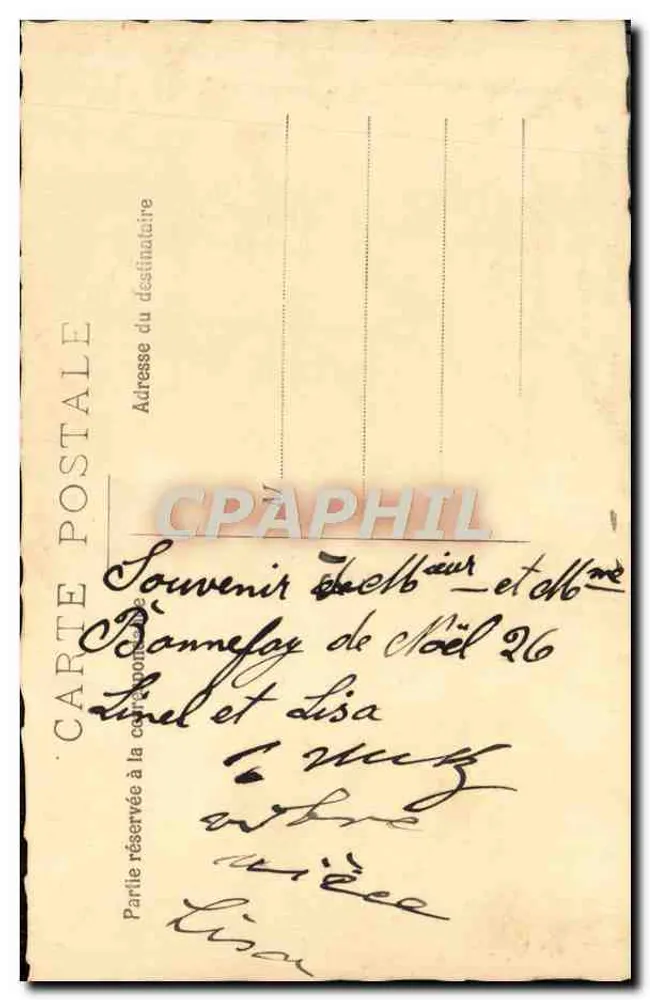 Frau und Kind mit Puppe — Weihnachts-Erinnerung 1926 — Ansichtskarte - Rückseite