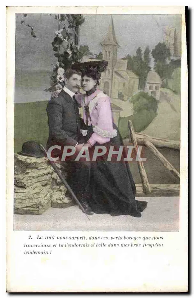 Couple en amoureux — scène de bocage avec édifice religieux — éditeur non identifié, n°2 - Vorderseite