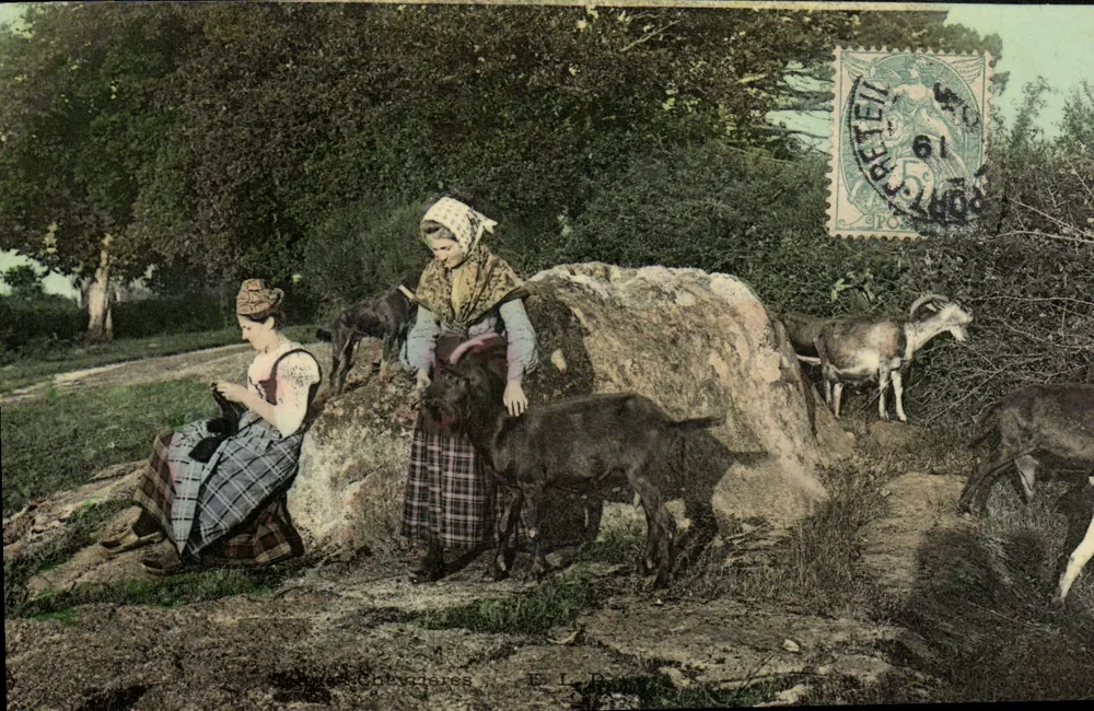 Chèvrières — Mulheres com cabras — E. L. Romain - Frente